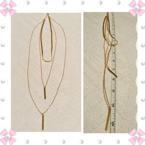 Necklace - 3 tiered - approx 16, 20, 30” - gold tone. New!  BOGO offer ⬇️